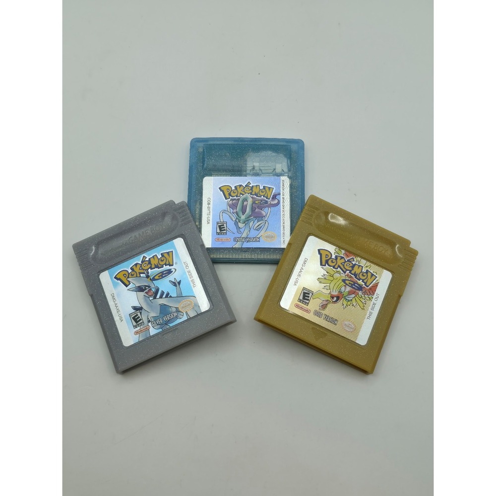 Pokémon Silver, Gold, Crystal (Nintendo Game Boy Color - GBC) TESTED & SAVES